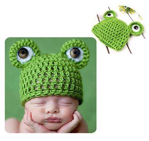 1pcs New Cute Frog Newborn Baby Infant Crochet Knit Beanie Photography Props Hat