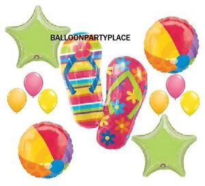 Birthday Party Luau Baby Shower Flip Flop Beach Ball Balloon Bouquet Lime Orange
