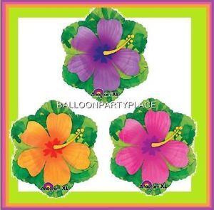 3 Hibiscus Flower Balloons Birthday Party Supplies Pool Luau Tropical Pink