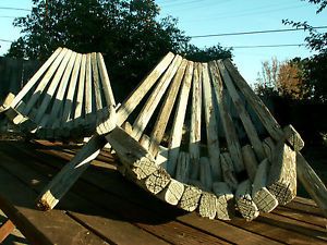 2 Vtg Mid Century Outdoor Patio Pool Folding Lounge Lawn Wood Chairs Pair