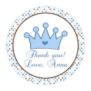 40 Stickers Princess Prince Brown Blue Crown Thank You Label Party Favor Suppliy