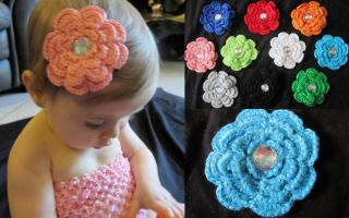 New Baby Girl Child Crochet Daisy Flower Barrette Alligator Hair Clip Headband