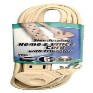 Coleman Cable Flatplug 6 Feet Thin Profile Extension Cord 3 Prong Beige