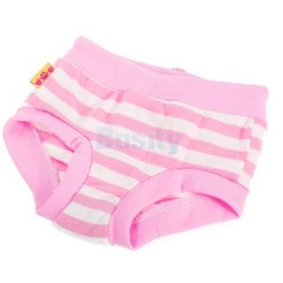 Cute Female Pet Dog Puppy Sanitary Pant Short Panty Pink Striped Diaper Brief L