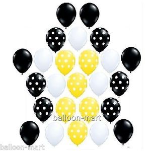 25 Polka Dot Bumble Bee Yellow Black White Mix 11" Latex Party Balloons Sweet