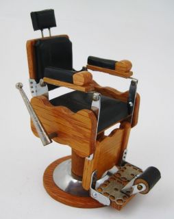 Vtg Miniature Wood Metal Mechanical Dollhouse Barber Shop Chair Store Display
