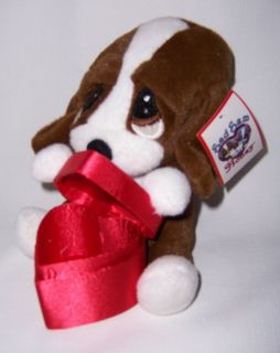 Sad Sam Basset Plush Valentine Heart Gift Box