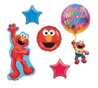 Elmo Party Kit Balloons 5 XL Birthday Blue Red Yellow