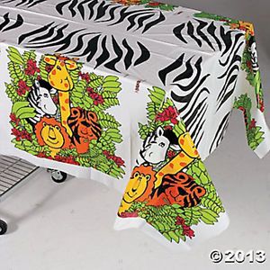 54 x 72 Safari Animals Zoo Table Cover Kids Party Decorations Zebra Print Jungle