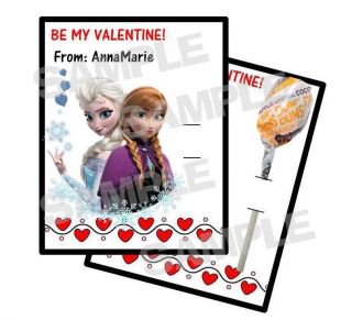 24 Disney Frozen Valentines Day Card Holds Lollipop Personalized 