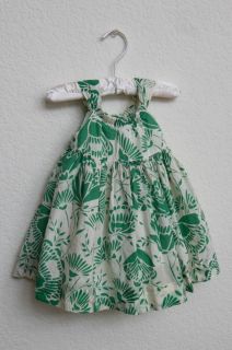 Infant Girl Baby Gap Dress 6 12 Months White Green Floral Easter Dress