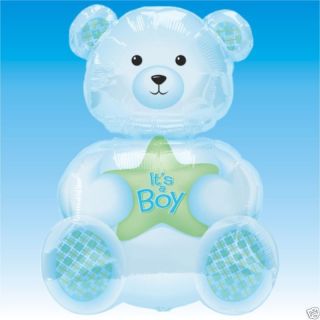 24" Blue It's A Boy Teddy Bear Foil Supershape Balloon