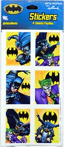 Batman and Joker Super Hero Birthday Party Supplies Favors 4 Sheets of Stickers