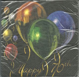 Balloon Celebration Happy 70th Birthday Party Large Luncheon Napkins 16 Count