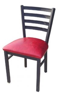 New Black Metal Ladderback Restaurant Chair Furniture with Red Seat