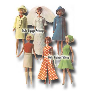 Vintage 1960s Doll Clothes Pattern Mod Clothes Barbie Tammy Midge