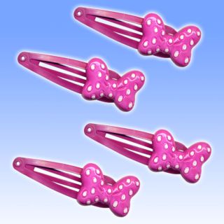 4 Disney Minnie Mouse Pink Party Favour Bow Hair Slides