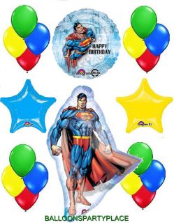 Superman Balloons Mylar Bouquet Happy Birthday Party Supplies Latex Decorate