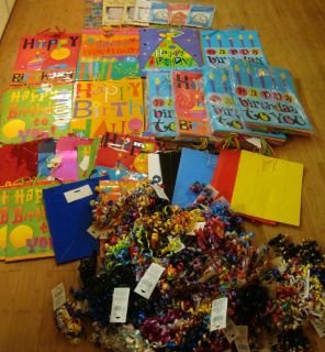 Wholesale Lot 225 New Birthday Gift Bags Cascade Curl Bows Wedding Wine Bags