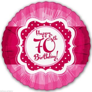 18" Classic Pink Style Happy 70th Birthday Party Round Foil Balloon