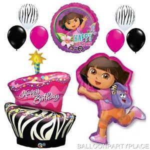Zebra Cake Dora The Explorer Happy Birthday Balloons Set Party Supplies Hot Pink