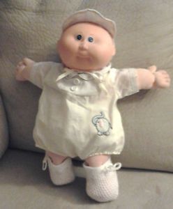Cabbage Patch Kids Baby Doll 1984 1 Head Blue Eyes Bald Yellow Outfit Coleco