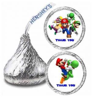 108 Super Mario Yoshi Hershey Kiss Kissesthank You Sticker Labels Party Favors