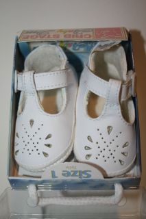 Baby Deer Size 1 White Leather Shoes