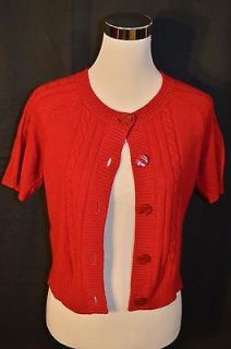 Red Ann Taylor Loft Angora Cashmere Blend s s Cardigan Sweater Size Small
