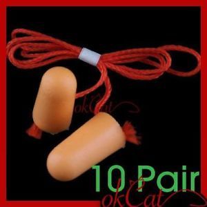 10 Pairs Noise Reduction Comfort Ear Plug with Cord New