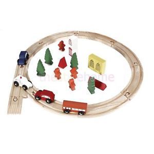 25 PC Lovely Wood Block Train Set Toy for Kids Creative Educational Colorful New