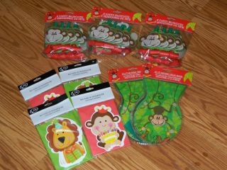 Jungle Safari Monkey Birthday Party Baby Shower 96 Items Lot Invitations Blowers