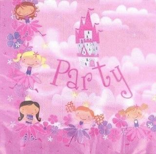 Fairy Friends Castle Flowers Pink Luncheon Party Napkins 20 Piece