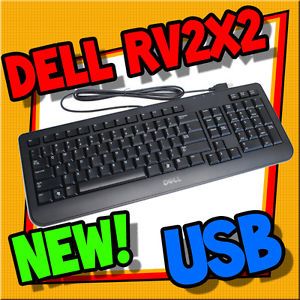 New Genuine Dell Black USB Wired 104 Key Slim Ergonomic Keyboard RV2X2 KB2521