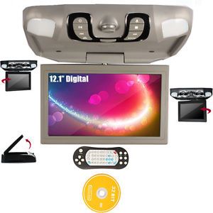 Gray 12 1" HD LCD Car Overhead CD DVD Player TV IR FM Games Speaker Free Games