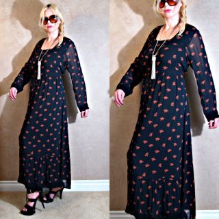 Vtg 80 Sheer Ethnic India Gauze Crochet Lace Boho Hippie Gypsy Tiered Maxi Dress