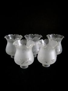 5 Glass Lamp Shades 1 5 8" Fitter End Frosted Glass Lower 3 4" of Globes