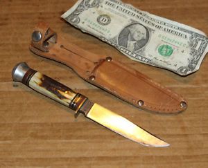 Vintage Puma Rostrei Solingen Sheath Knife Bone Handle Hunting Fishing Tool Old