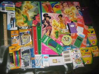 New Lot Disney Fairies Tinkerbell Lot Premium K 8 School Supplies Crayola Expo