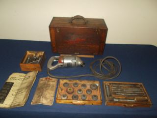 RARE 1948 Van Dorn Valve Seat Tool Specifications Grinding Kit w"Oak Box Tools