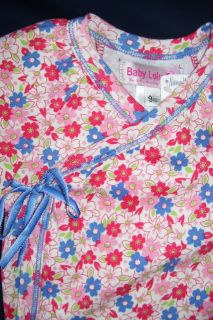 Baby Lulu Blue Pink Paper Floral Wrap Top 9 MO