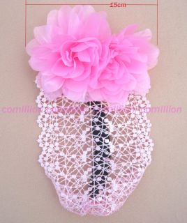 1 PC Lot Baby Girl Flower Lace Wide Headband Elastic Hair Band Headwear Bow
