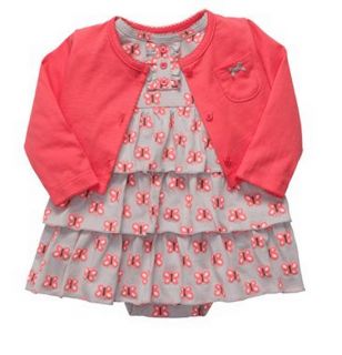 Carters Baby Girl Clothes Set Cardigan Dress Gray Red 3 6 9 12 18 24 Months