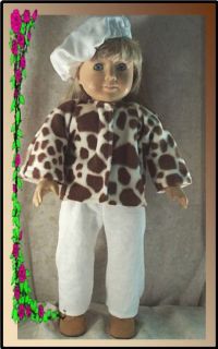 Doll Clothes Jacket Fleece Giraffe Pants Set Fit American Girl New 18" Inch