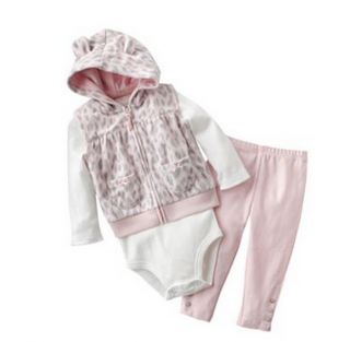 Carters Baby Girl Clothes 3 Piece Set Pink Gray Cat 3 6 9 12 18 24 Months