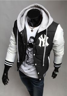 Mens NY Yankees Rider Baseball Warm Hooded Hoodie Jackets Coats 3 Color N112