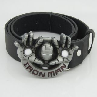 New Marvel Iron Man Silver Avengers Movie Mens Metal Belt Buckle Leather Costume