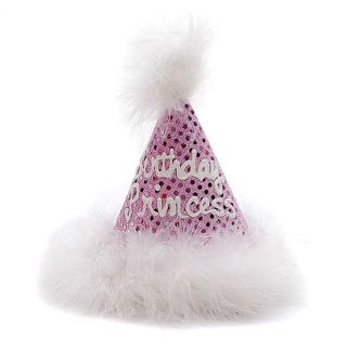 Boutique Baby Girls Pink Sequin Marabou Birthday Princess Party Hat