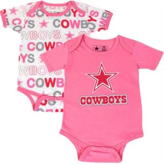Dallas Cowboys Cutie Patootie Pink 2pk Onesie Set Baby Clothes Infant Creeper
