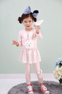 New Kids Girls Lovely Rabbit Cotton Tops and Leggings Pants Outfit Sets sz2 8Y